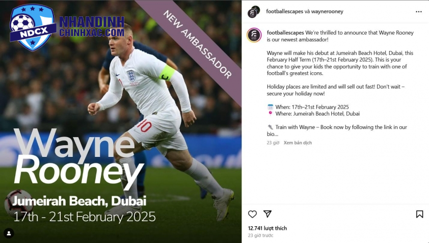 Wayne Rooney Bắt Đầu Công Việc Mới Tại Dubai: Chi Tiết Về Vai Trò Mới Của Cựu Tiền Đạo